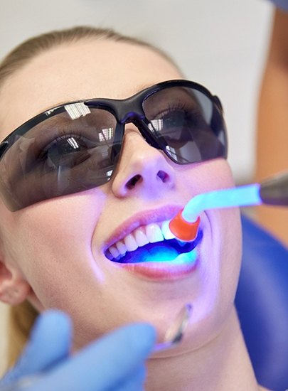 Patient receiving cosmetic dental bonding