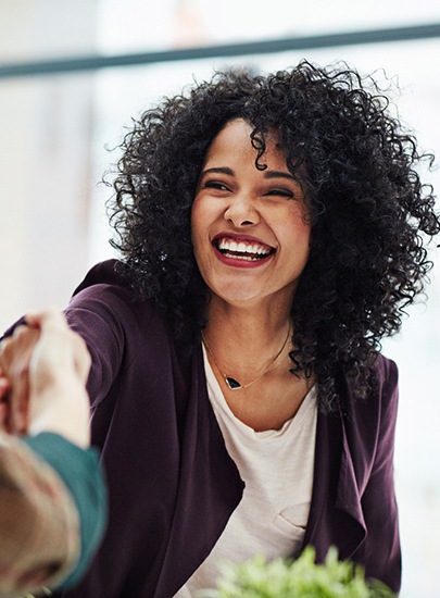 Women smiling at a job interview